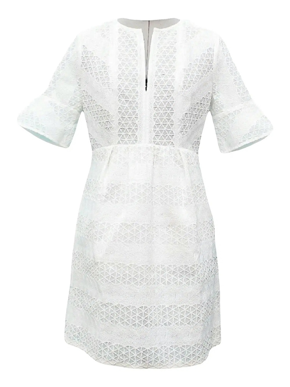 ✨ Sandro Paris White Geometric Lace Mini Dress, size 1 ✨
